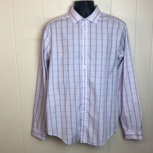 Calvin Klein Long Sleeve Buttondown Shirt Neck Sz 17 37/38 Slimfit Purple